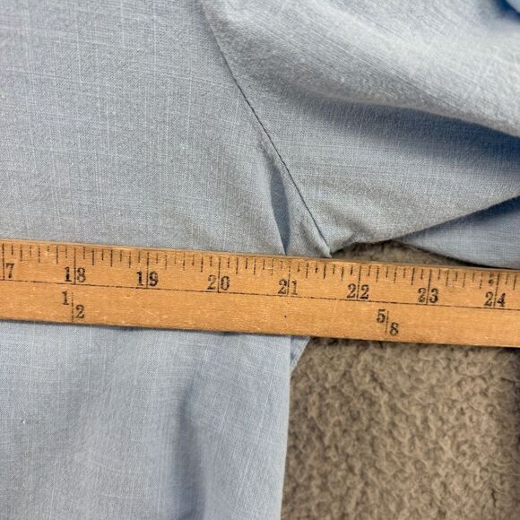 SAOVERE Linen Blend Button Up Collared Shirt Size Large Pale Blue Old Money - Picture 3 of 8